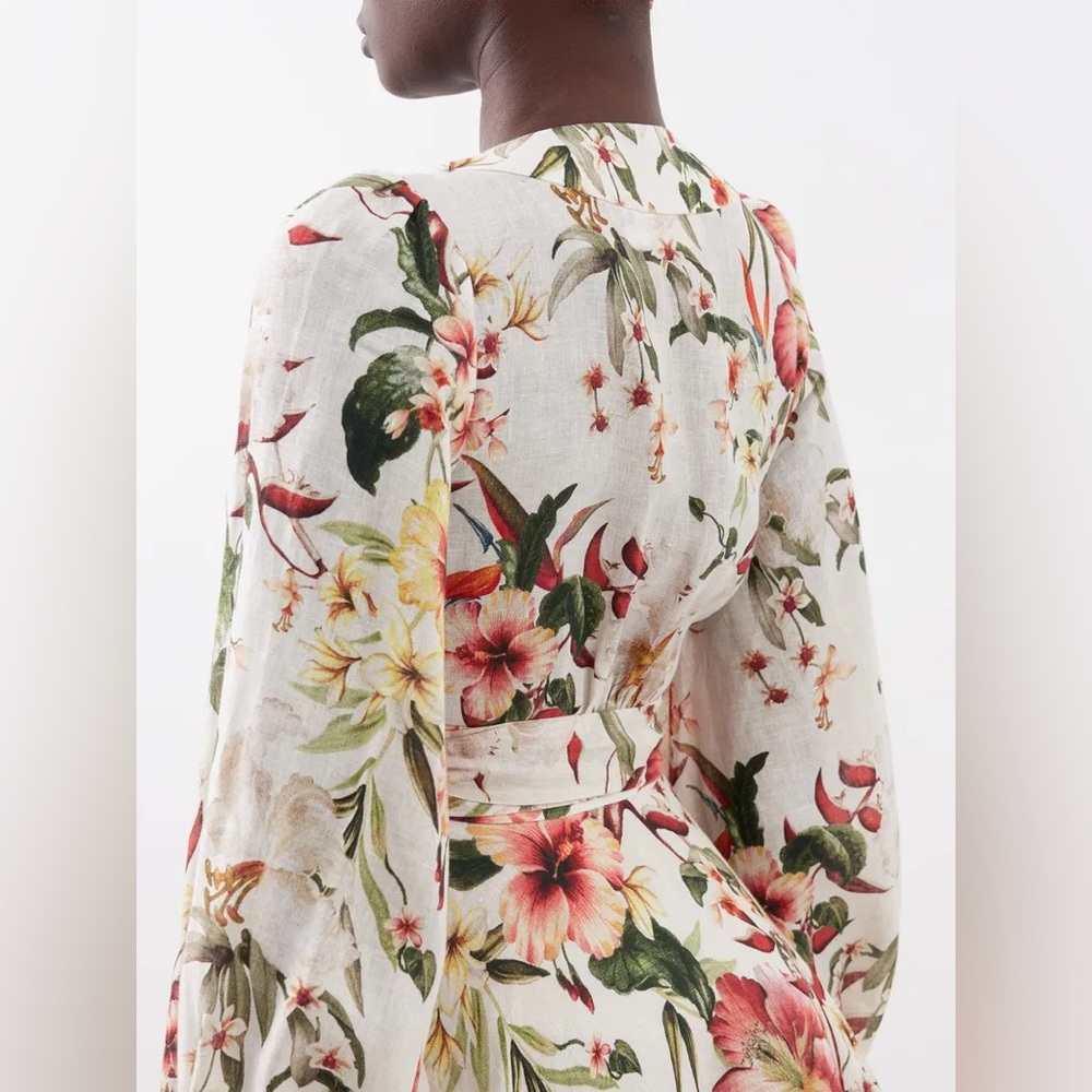 ZIMMERMANN LINEN LEXI FLORAL WRAP DRESS - Picture 3 of 9